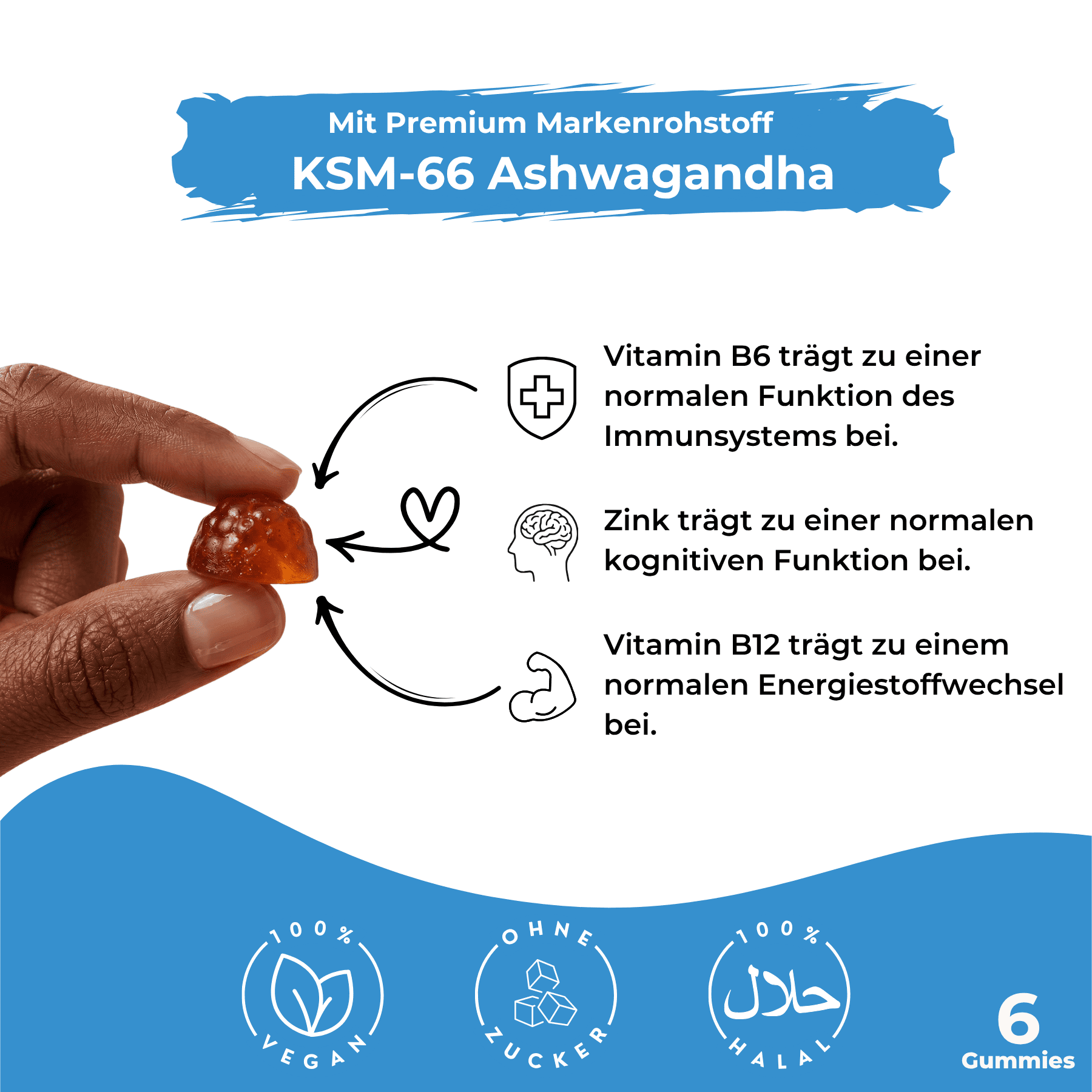 Ashwagandha Gummies mit Zink und Magnesium für unterwegs