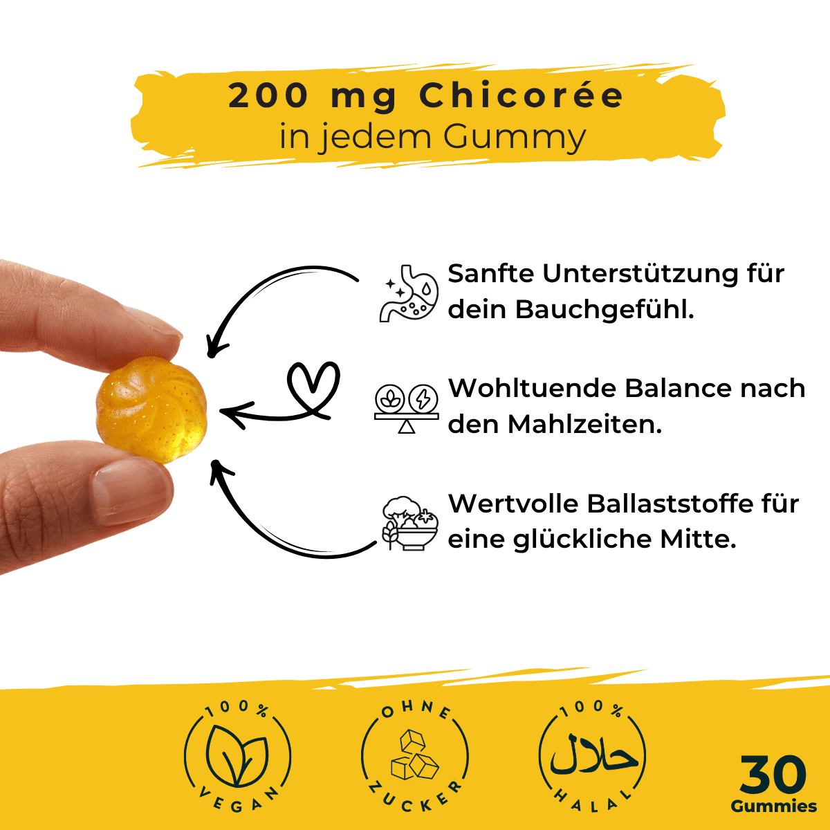 Ingwer Gummies – Zuckerfrei, mit Chicorée & Vitamin C