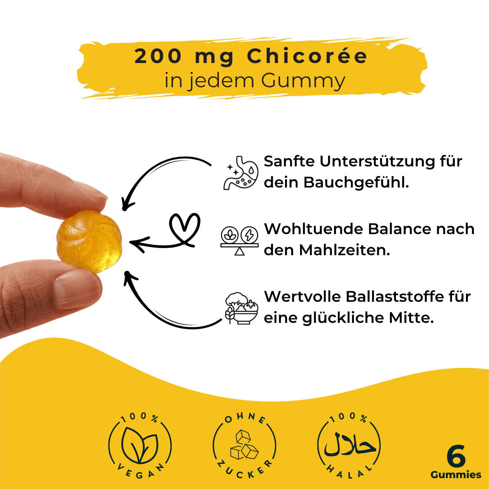 Ingwer Gummies mit Inulin, für Verdauung, Vegan und zuckerfrei