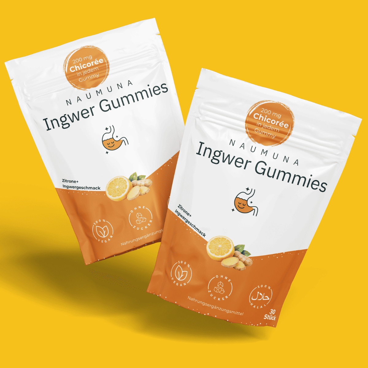 Ingwer Gummies – Zuckerfrei, mit Chicorée & Vitamin C